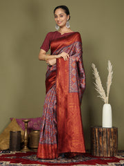 Majestic Red & Teal Silk Saree with Rich Woven Pallu – A Regal Touch for Special Moments