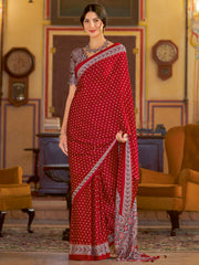 Women's Crepe Printed Designer Saree With Blouse Piece
