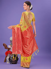 Light Pink Woven Zari Traditional Linen Cotton Saree with Rich Pallu & Unstitched Blouse – Festive & Wedding Wear Saree
