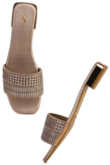 Casual Pink Open Toe Flats Square Toe Slip-On Flats