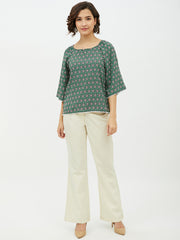 Women's Green Printed Top