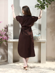 Floral Embroidered Shirt Midi Dress