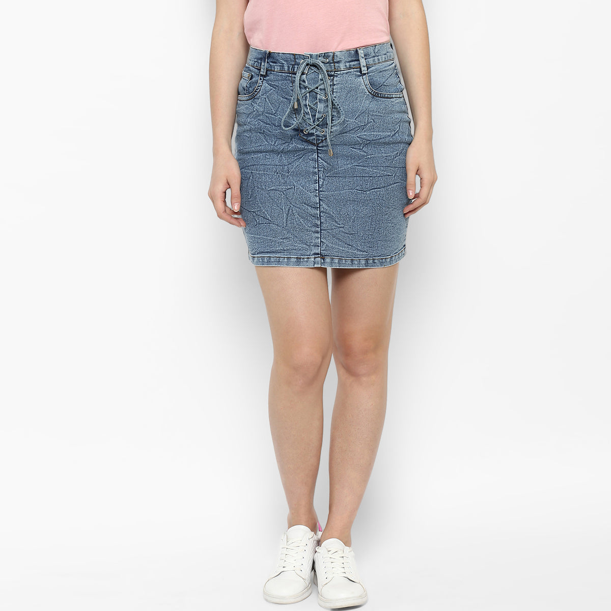 Women's Denim Skirt with Denim Draw String