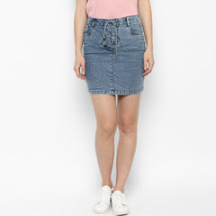 Women's Denim Skirt with Denim Draw String