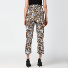 Women's Animal Print Paperbag Elasticated waistline Pants