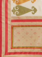 Women's Patola silk Cream Foil Print Designer Saree With Blouse Piece