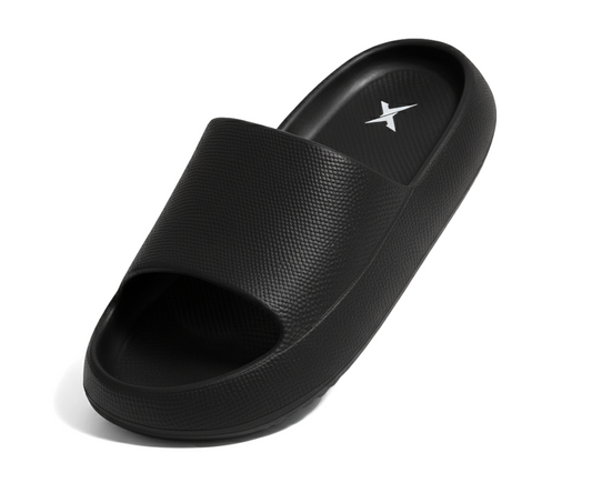CloudFoam Pillow Slippers for Men Non Slip Quick Drying Shower Slides Bathroom Sandals  HA8201 Black