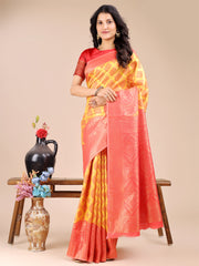 Elegant Grey and Gold Silk Saree – Graceful Artistry with Contemporary Charm