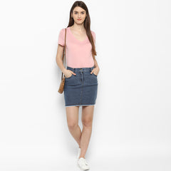 Women's Hi Lo Frayed Hemline Skirt