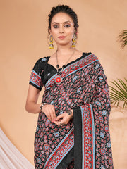 Women's Dola Silk DigitalPrint DesignerSaree With Blouse Piece