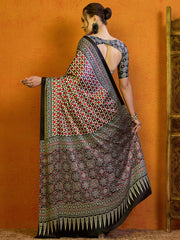Women's Satin Printed Designer Saree With Blouse Piece