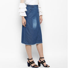 Women's Denim Skirt with Monkey Wash