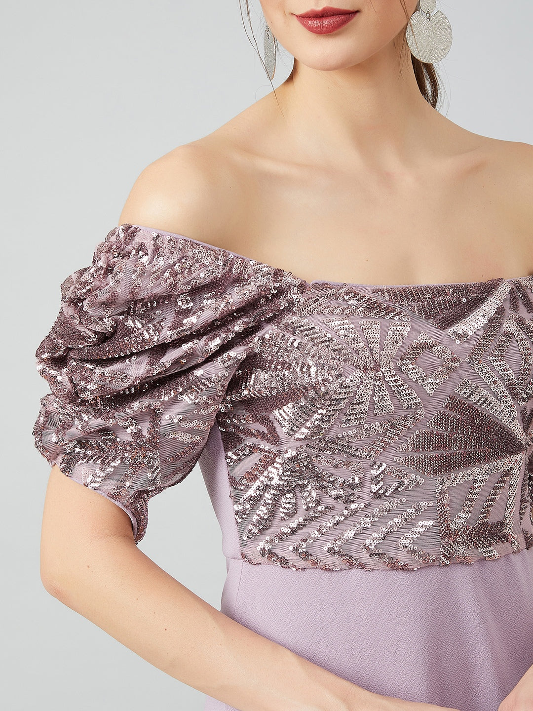 Women Lavender Embellished Maxi Dress
