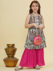 Girls Floral Printed Kurta with Sharara