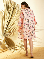 Women'sPink Floral  Shrug & Shorts Co-Ord Set (inner top not included)