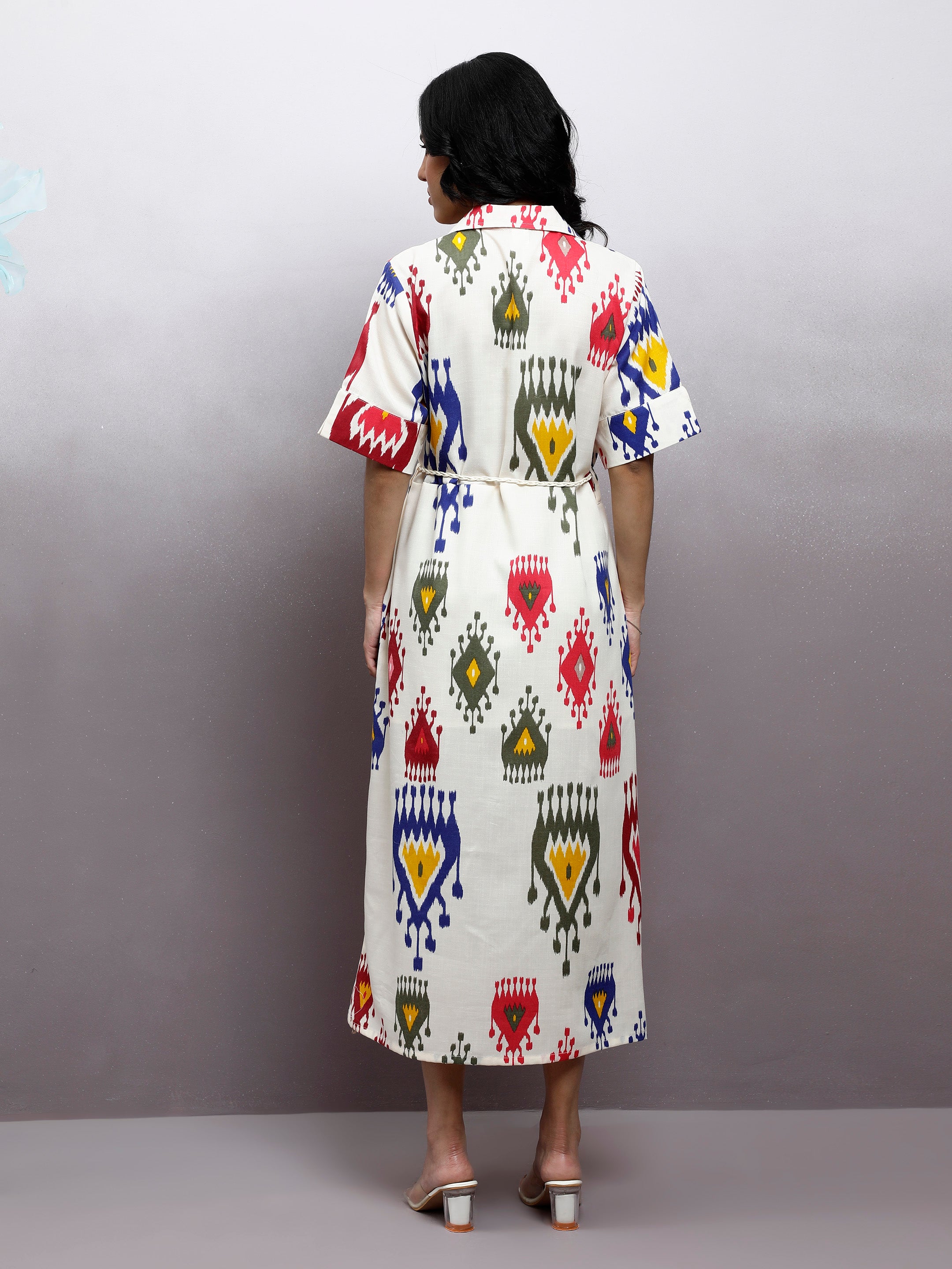 Printed A-Line Midi Dress