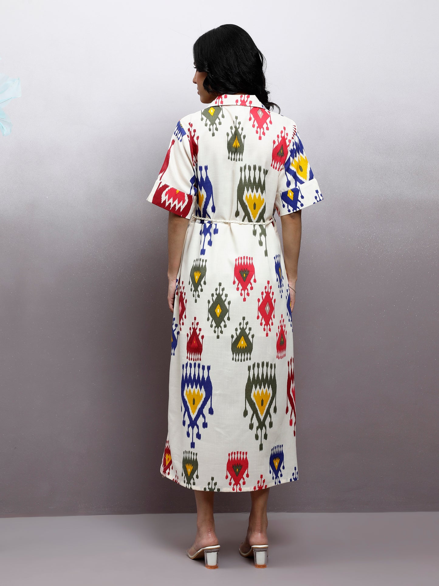 Printed A-Line Midi Dress