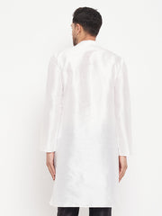 Vastramay-Men's White Silk Blend Kurta
