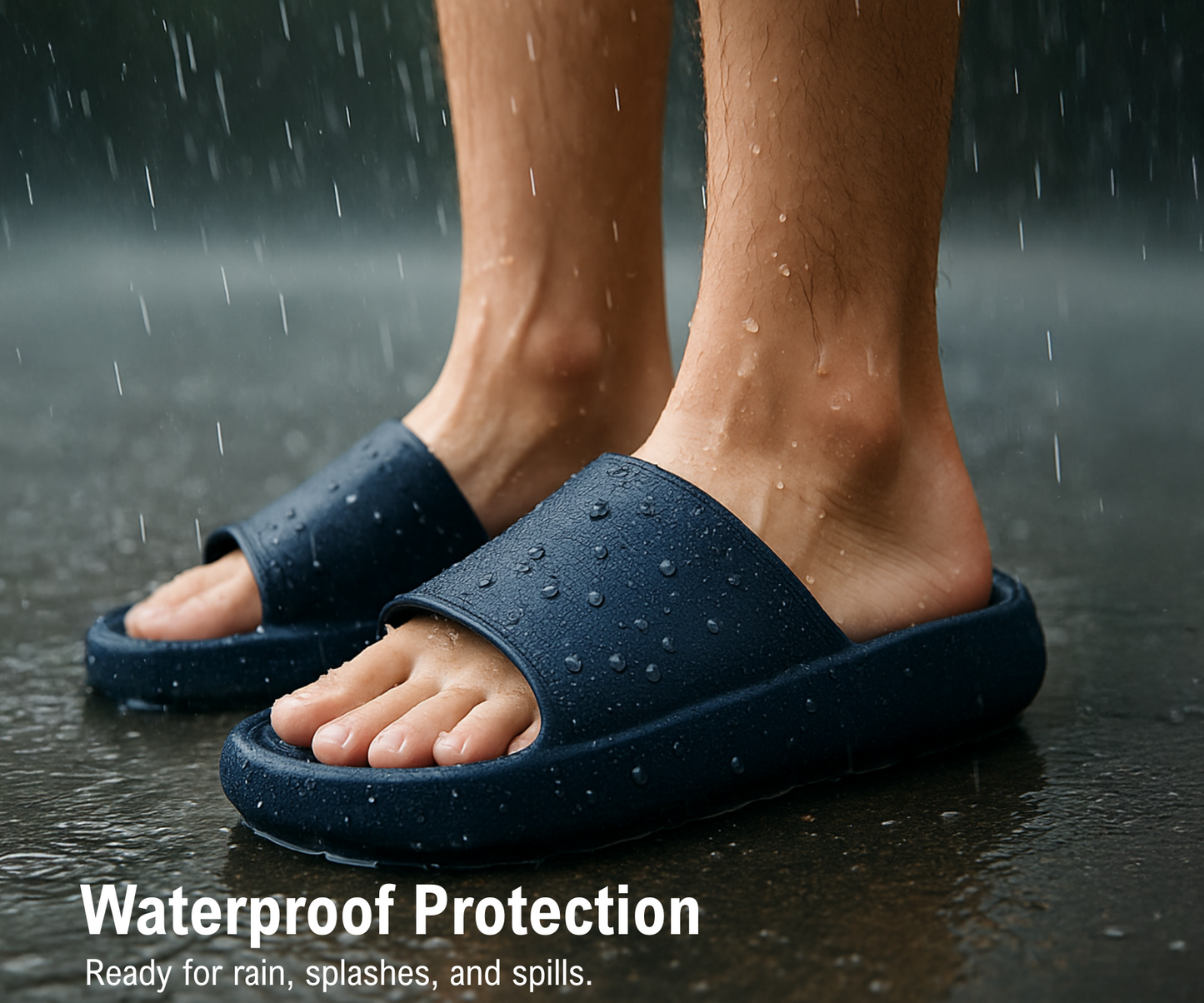 CloudFoam Pillow Slippers for Men Non Slip Quick Drying Shower Slides Bathroom Sandals  HA8201 Navy
