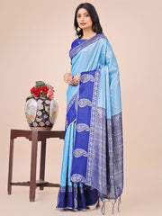 Graceful Light & Dark Pink Silk Saree with Rich Woven Border & Paisley Pallu – Perfect for Festive & Wedding Wear
