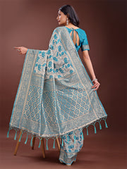 Stunning Beige & Red Linen Saree with Floral Print and Rich Zari Pallu – Festive & Traditional Wear