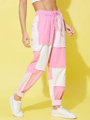 Women's Blue Denim Patchwork Jogger