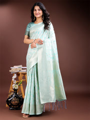 Light Green Linen Cotton Saree – Elegant Simplicity for Everyday Grace