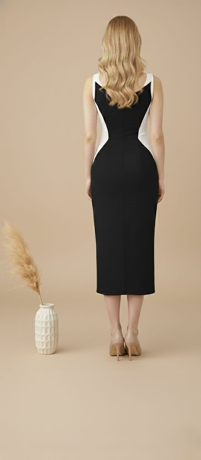 Black-White Hourglass Dress-ADR-19814