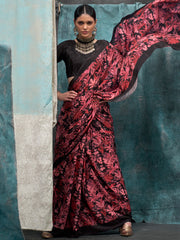 Women's Crepe Printed Designer Saree With Blouse Piece