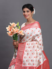 Pink Banarasi Silk Saree with Floral Zari Weaving – Festive Traditional Elegance for Weddings & Celebrations