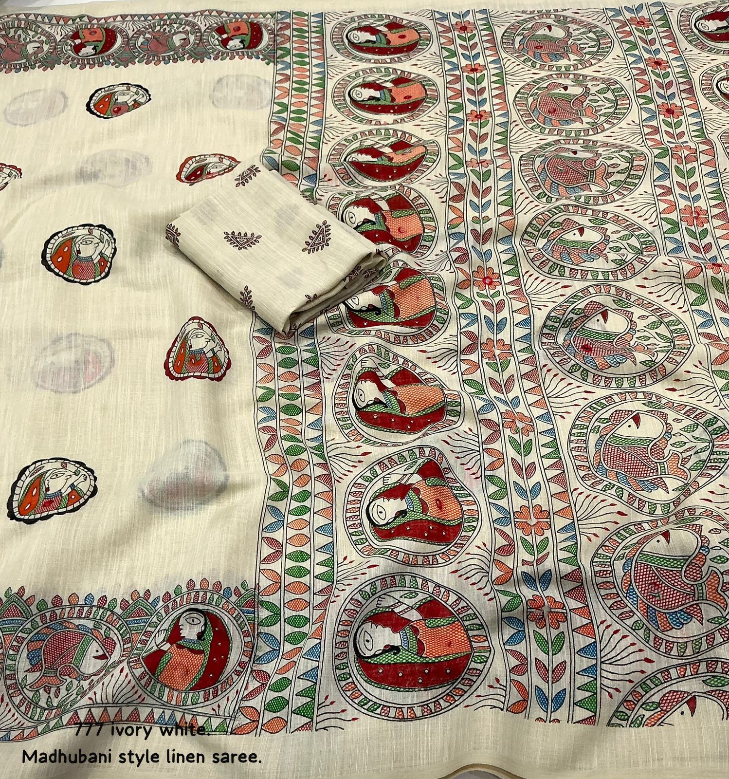 Soft linen saree with shaded style prints.