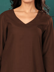 Women V Neck Straight Kurta with Pants & Dupatta