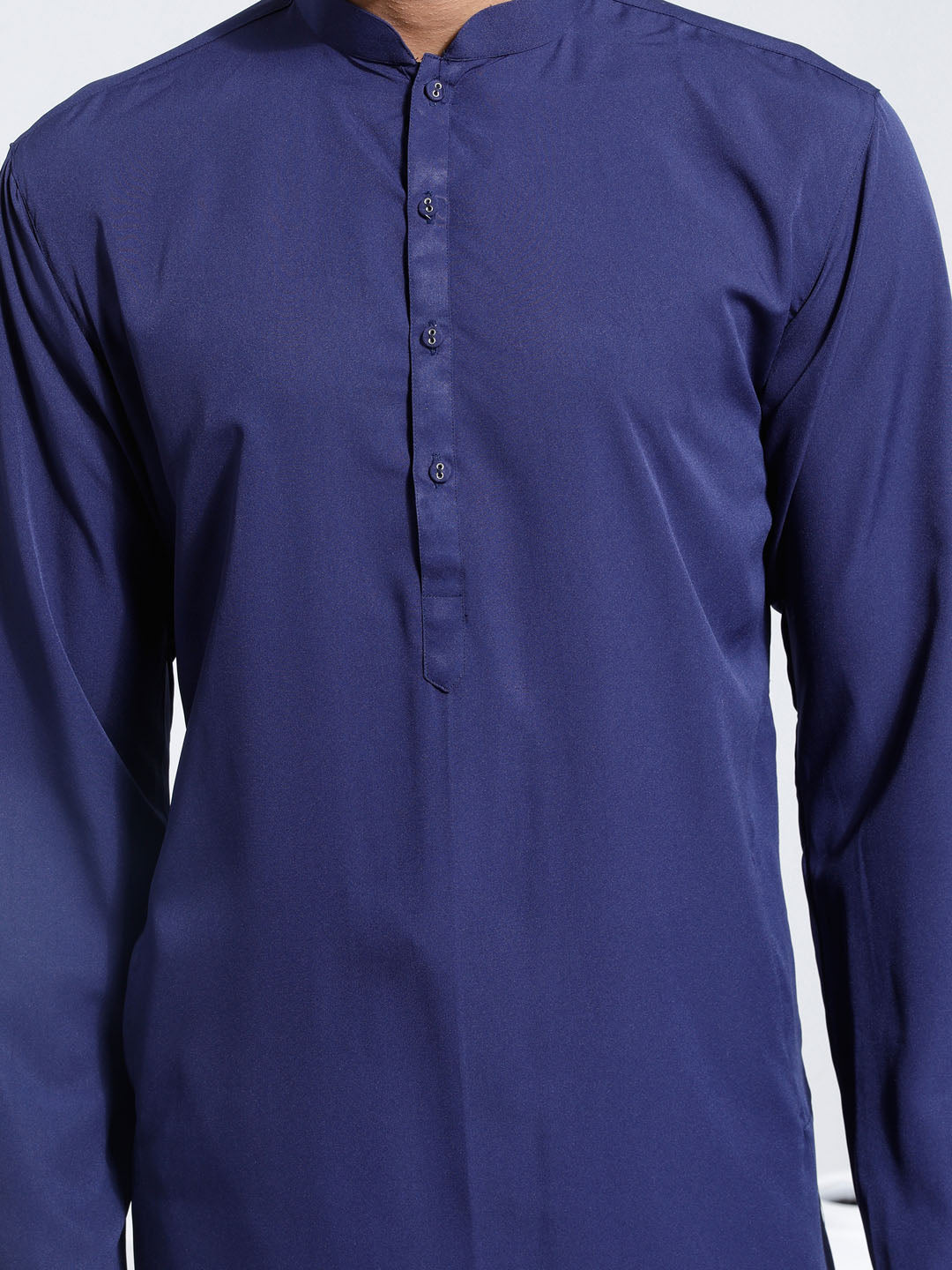 Vastramay - Men's Navy Blue Crepe Kurta And Pyjama