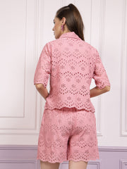 Shiffli Pure Cotton Shirt With Shorts
