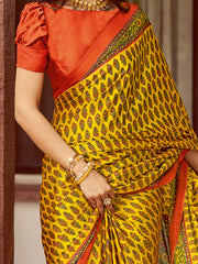 Women's Crepe Printed Designer Saree With Blouse Piece