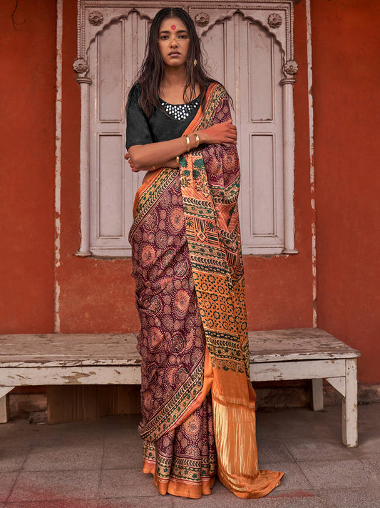 Women's Viscose Silk Printed Designer Saree With Blouse Piece