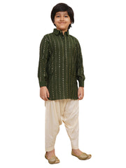 Boys' Bottle Green Kurta and Patiala Set