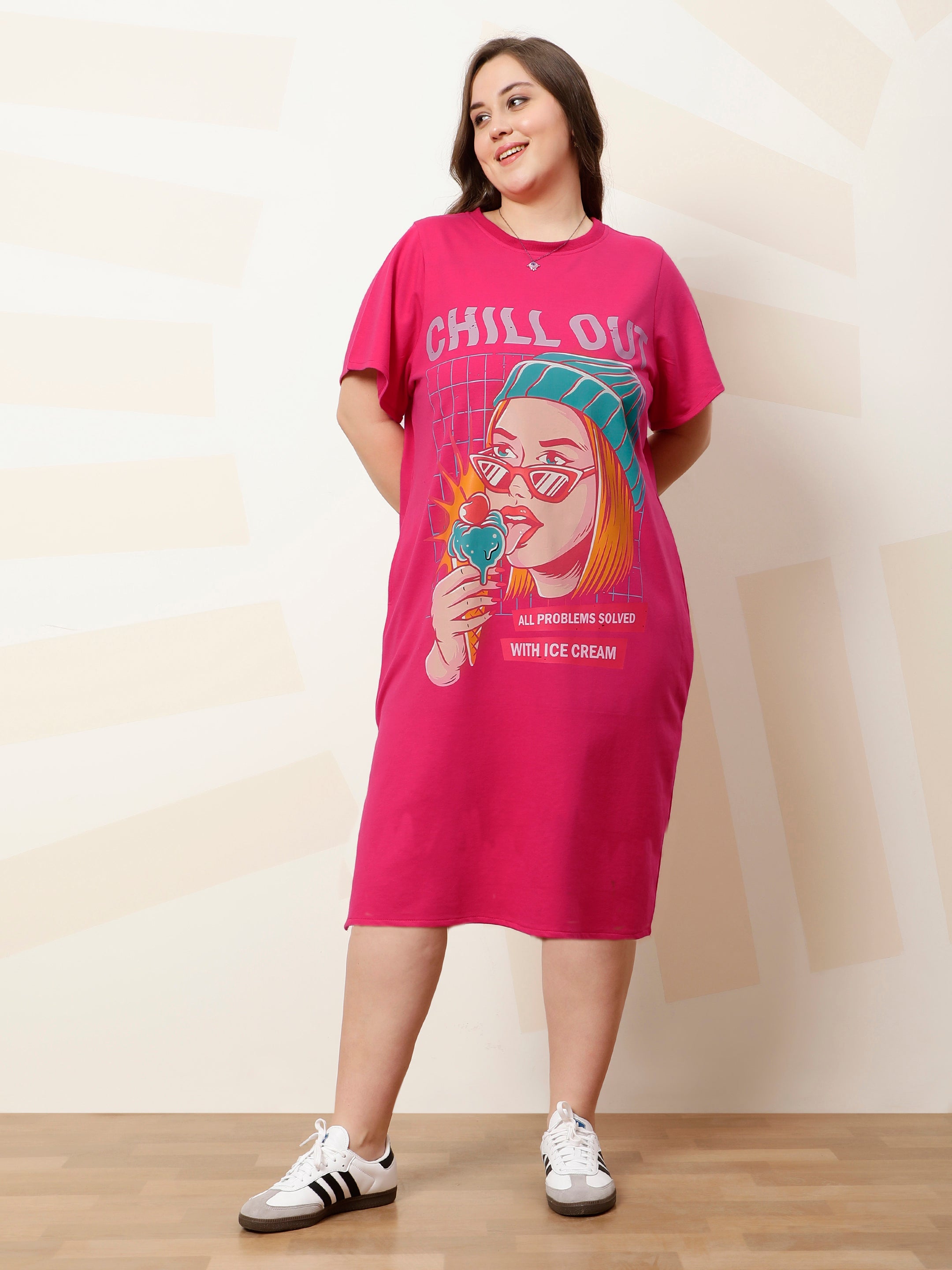 Cotton Printed T-shirt Midi Dress