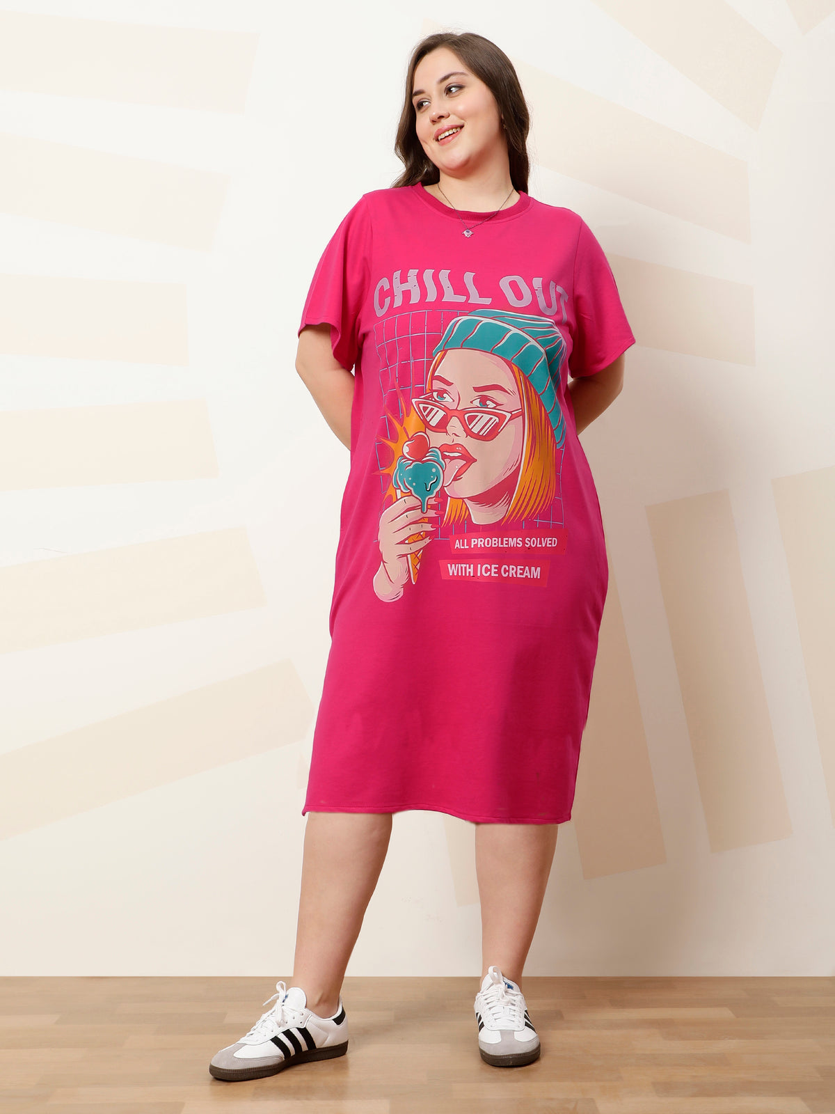 Cotton Printed T-shirt Midi Dress