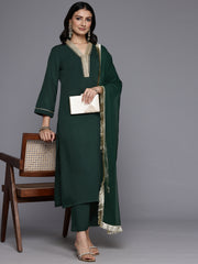 Women Green Gota Lace Embellished Kurta With Bottom And Dupatta