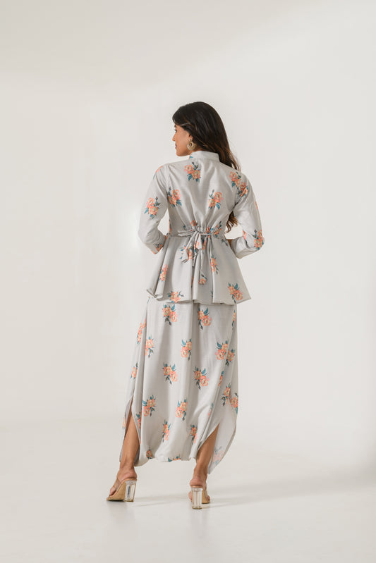 Pista Green Peplum Dhoti Jumpsuit