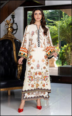 Afghan Floral Print Two-Piece Silk Creap  Kurta And Trousers Set