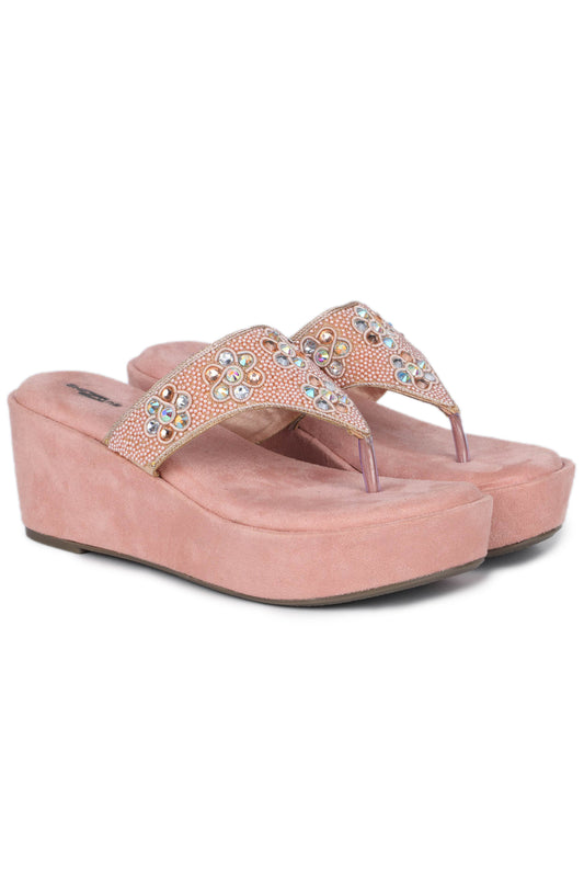Casual Fashion Sandals 3 Inches Wedge Open Back Round Toe Heels