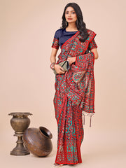 Elegant Pink Jacquard Linen Cotton Saree with Traditional Multicolor Weave & Tassel Pallu – Festive & Casual Wear for Women