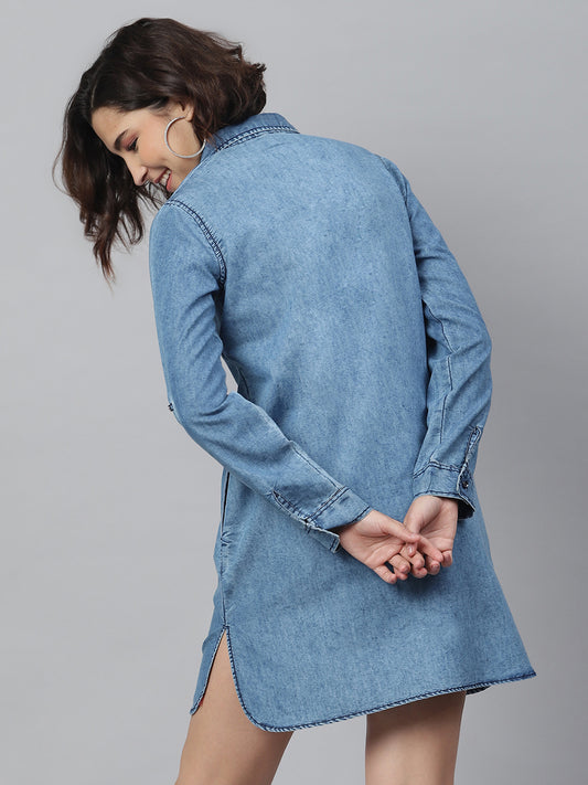 Women's Ice Blue Denim Shirt dress