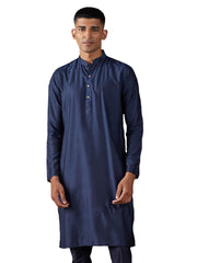 Vastramay-Men's Navy Blue Viscose Kurta