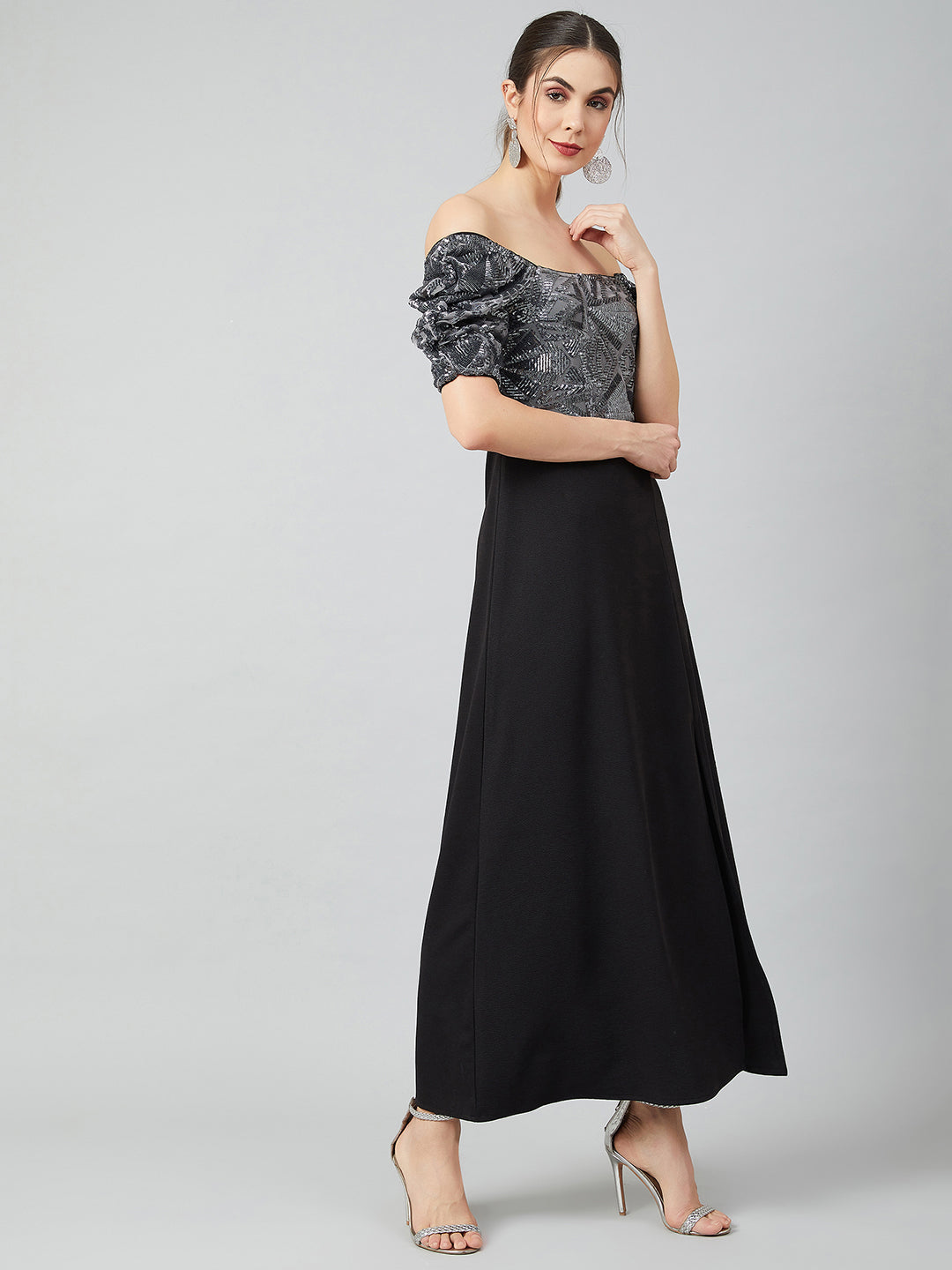 Women Black Solid Maxi Dress