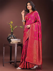 Majestic Royal Blue Banarasi Silk Saree with Golden Zari – Timeless Indian Ethnic Elegance for Weddings & Festive Occasions