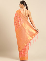 Graceful Banarasi Silk Saree with Zari Woven Border & Floral Jaal - Wedding & Festive Wear