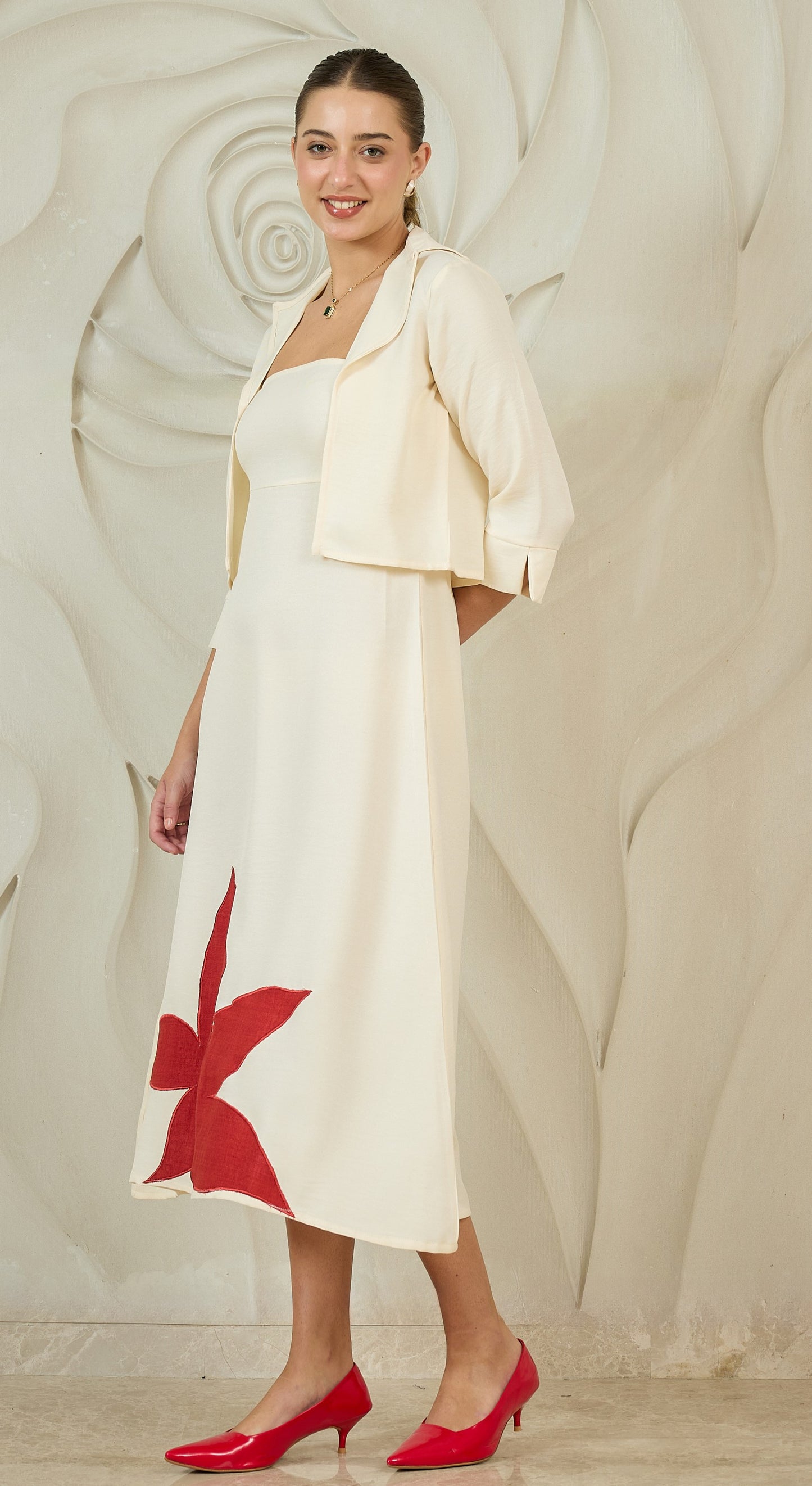 Women A-Line Midi Dress With Shrug
